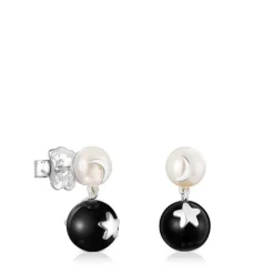 Pendientes luna-estrella perla y onix Magic Nature^TOUS