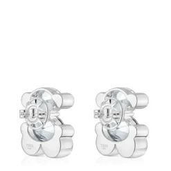 Pendientes motivo oso de plata y cuarzo cristal de roca 23 mm Color Bear^TOUS Clearance
