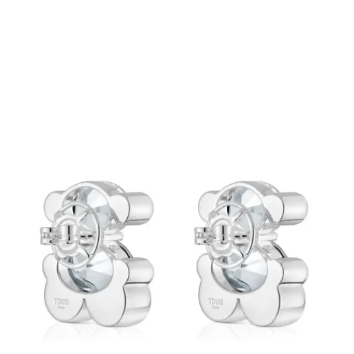 Pendientes motivo oso de plata y cuarzo cristal de roca 23 mm Color Bear^TOUS Clearance