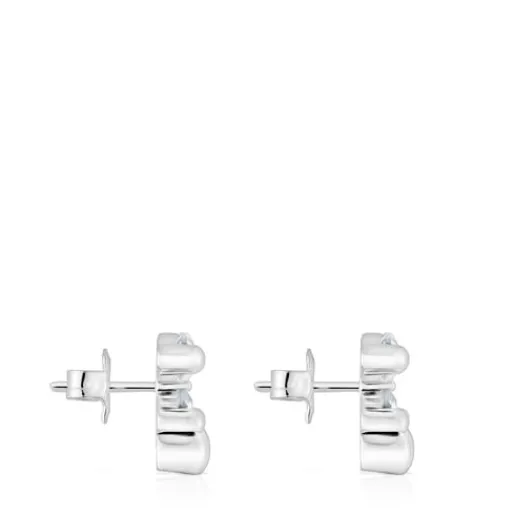 Pendientes motivo oso de y cuarzo cristal de roca 14 mm Color Bear^TOUS