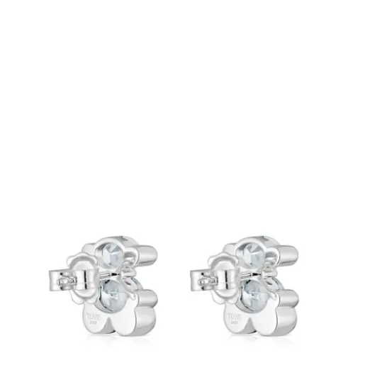 Pendientes motivo oso de y cuarzo cristal de roca 14 mm Color Bear^TOUS