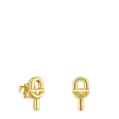 Pendientes pequeños con baño de oro 18 kt sobre plata 14 mm MANIFESTO^TOUS Clearance