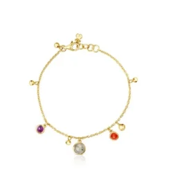Pulsera con baño de oro 18 kt sobre plata, motivos y gemas Plump^TOUS Sale