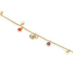 Pulsera con baño de oro 18 kt sobre plata, motivos y gemas Plump^TOUS Sale