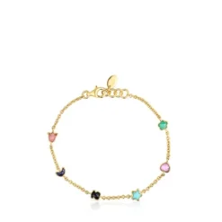 Pulsera con baño de oro 18 kt sobre plata y gemas 0,2-0,5 cm Glory^TOUS Hot