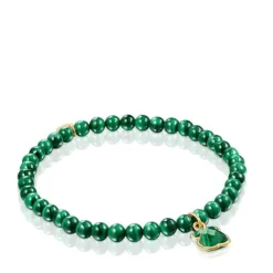 Pulsera con baño de oro 18 kt sobre plata y malaquita Icon Color^TOUS Discount