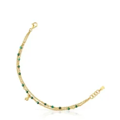 Pulsera con baño de oro 18 kt sobre plata y malaquita Bold Bear^TOUS Sale