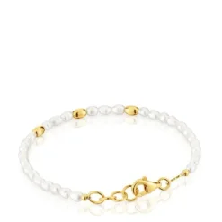 Pulsera con perlas cultivadas y baño de oro de 18 kt sobre plata Gloss^TOUS
