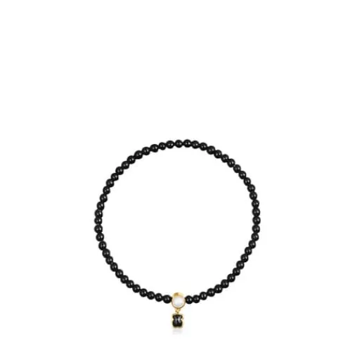 Pulsera de ónix con baño de oro 18 kt sobre plata con perla Glory^TOUS Hot
