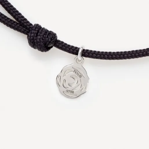 Pulsera de oro blanco con diamante y cordón negro ATELIER^TOUS New
