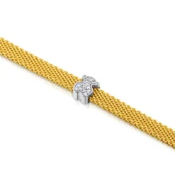 Pulsera de oro blanco con diamantes motivo oso 0,6cm Icon Mesh^TOUS New