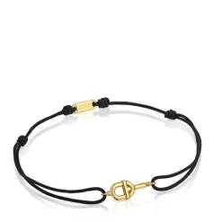 Pulsera de oro con diamantes y nylon negro MANIFESTO^TOUS Outlet