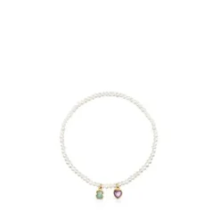 Pulsera de perlas con baño de oro 18 kt sobre plata con amazonita y amatista Glory^TOUS Clearance