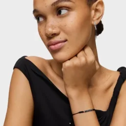 Pulsera de plata con ónix y cordón negro Mini Onix^TOUS Discount