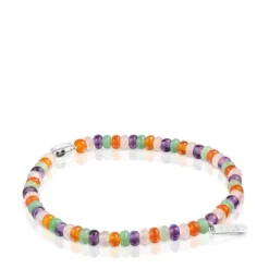 Pulsera elástica con gemas y motivo oso de plata Bold Motif^TOUS Outlet