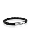 Pulsera en acero y cuero trenzado Man^TOUS Sale