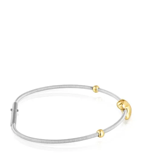 Pulsera oso de oro y acero Mesh Tube^TOUS