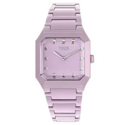 Reloj analógico con brazalete de aluminio rosa Karat Squared^TOUS Best