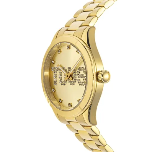 Reloj analógico con brazalete de acero IPG dorado y cristales T-Logo^TOUS Clearance
