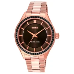 Reloj analógico T-Shine de acero IP rosado con zirconias cúbicas^TOUS Outlet
