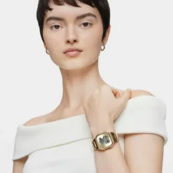 Reloj digital con brazalete de acero IPG dorado y zirconitas D-BEAR^TOUS Outlet