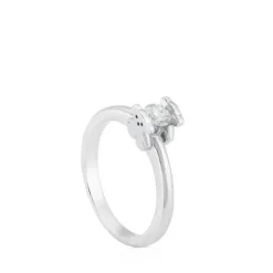 Solitario de oro blanco con diamante motivos oso Sweet Diamonds^TOUS