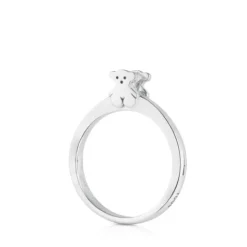 Solitario de oro blanco con diamante motivos oso Sweet Diamonds^TOUS