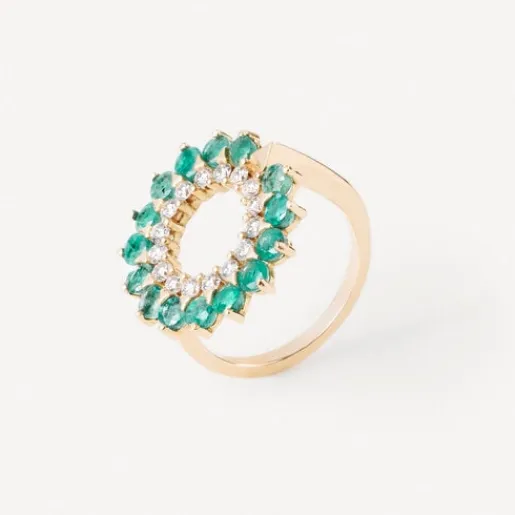 Sortija de oro con diamantes y esmeraldas ATELIER UNIQUE PIECES^TOUS Discount