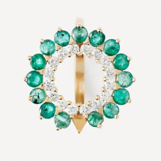 Sortija de oro con diamantes y esmeraldas ATELIER UNIQUE PIECES^TOUS Discount